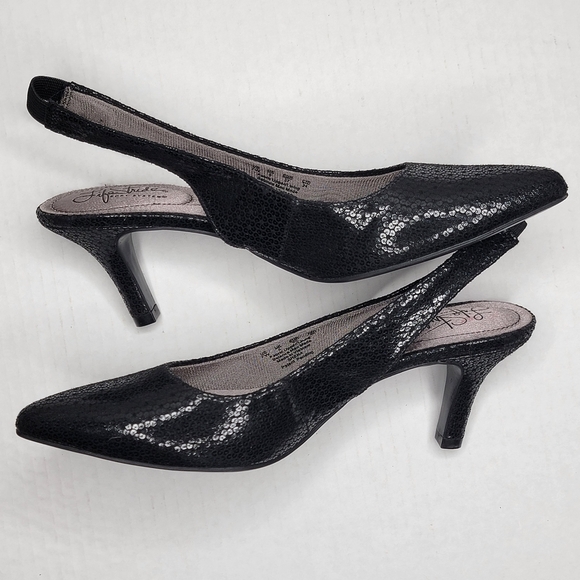 Life Stride Flex Soft System 7W Black Low Pump Slingback Comfort Work Dress Shoe - Picture 5 of 9